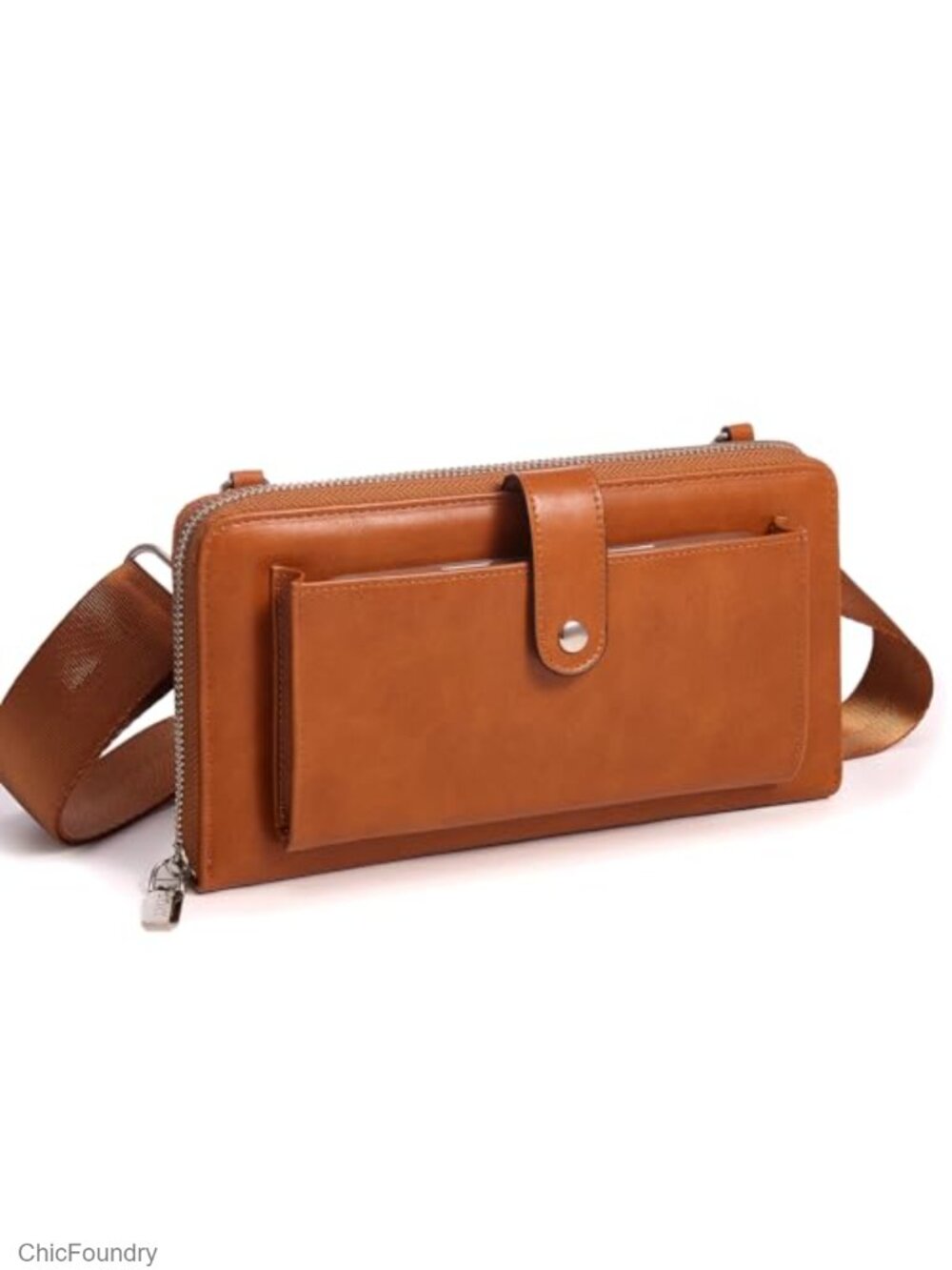 Vegan Leather Crossbody Wallet Wristlet with RFID Blocking and Phone Pocket
